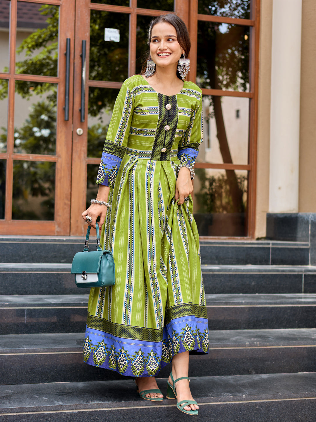 Parrot Pure Soft Rayon Print With Embroidery Work Kurti 