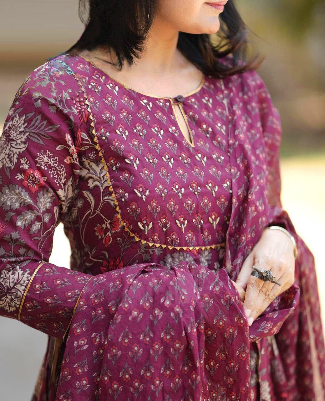 Maroon Pure Soft Reyon Cotton Blend Print Salwar Suit 