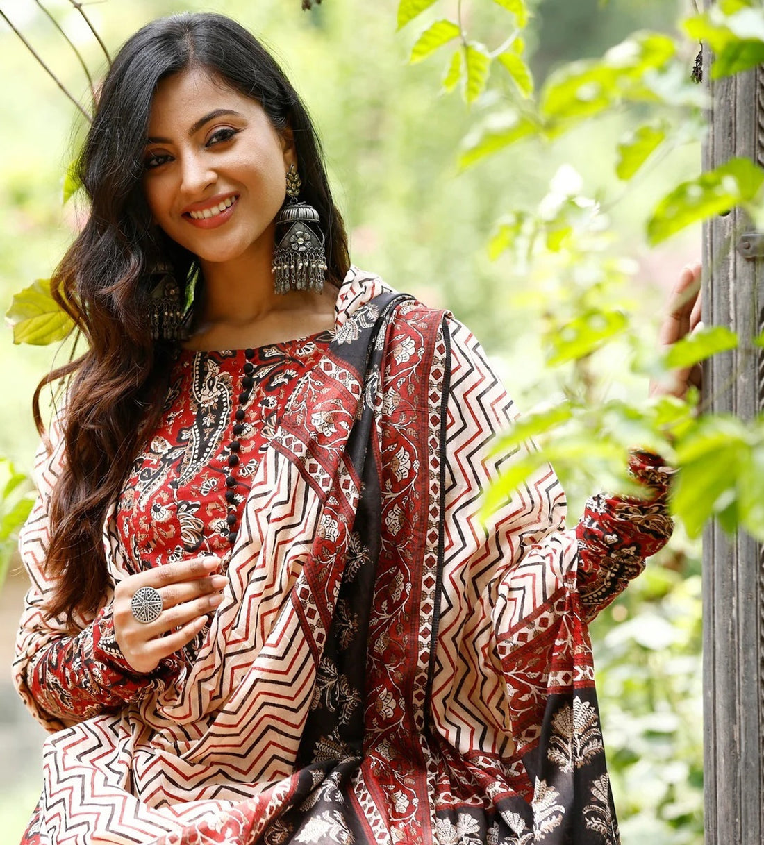 Maroon Pure Soft Reyon Cotton Blend Print Salwar Suit 