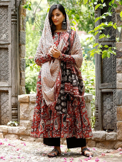 Maroon Pure Soft Reyon Cotton Blend Print Salwar Suit 
