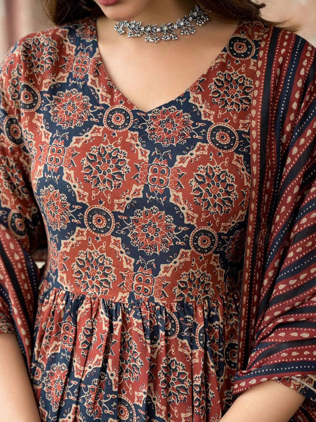 Maroon Pure Soft Reyon Cotton Blend Print Salwar Suit 