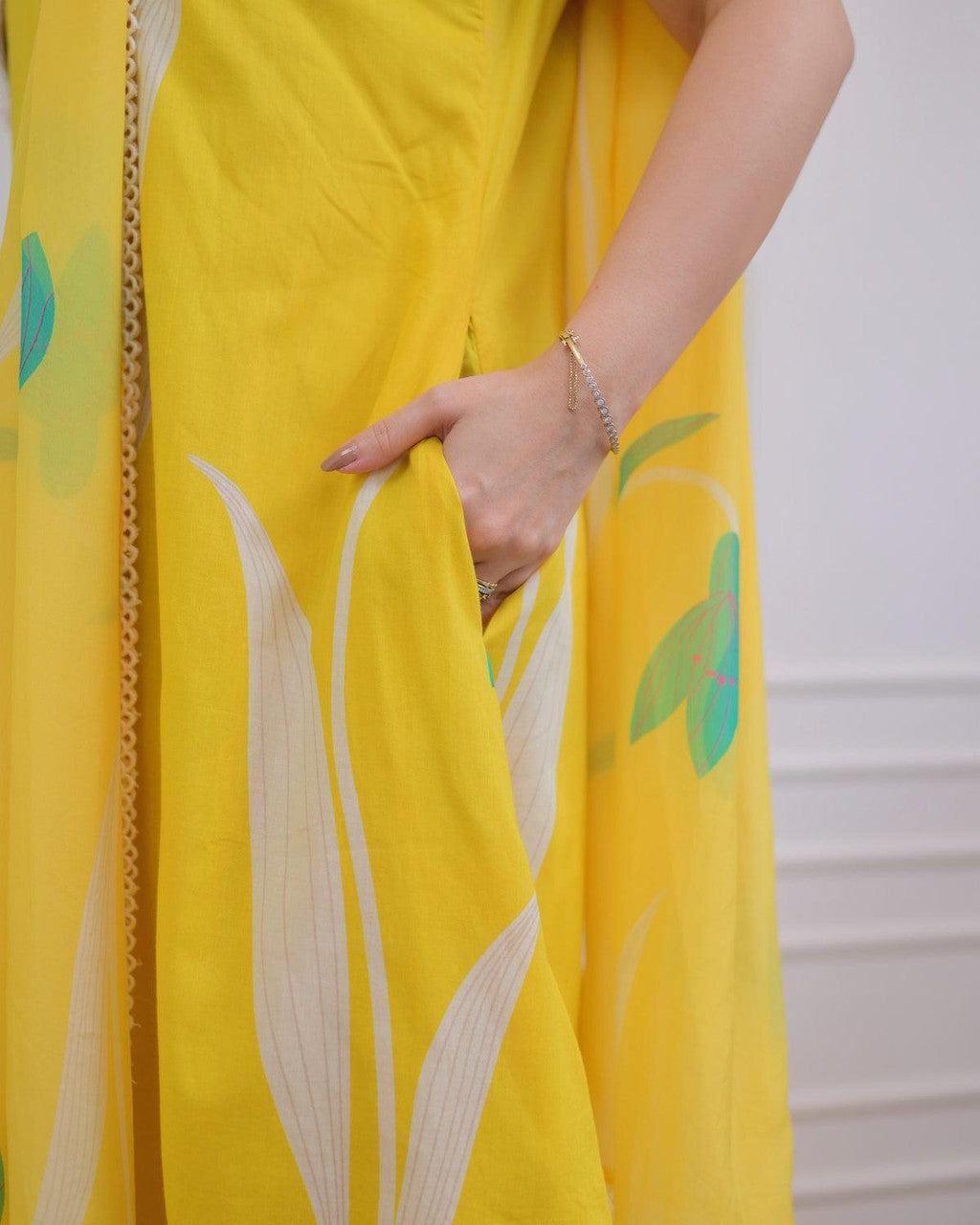 Yellow Pure Soft Reyon Cotton Blend Print Salwar Suit 