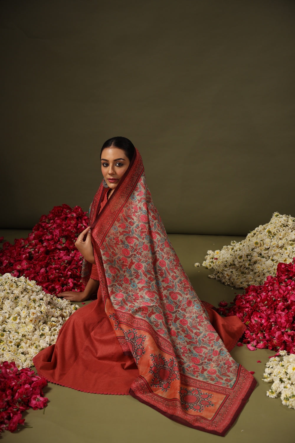 Rust Pure Soft Reyon Cotton Blend Print Salwar Suit 