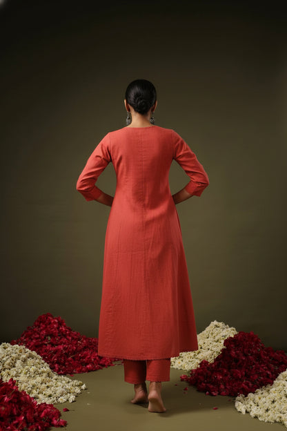 Rust Pure Soft Reyon Cotton Blend Print Salwar Suit 