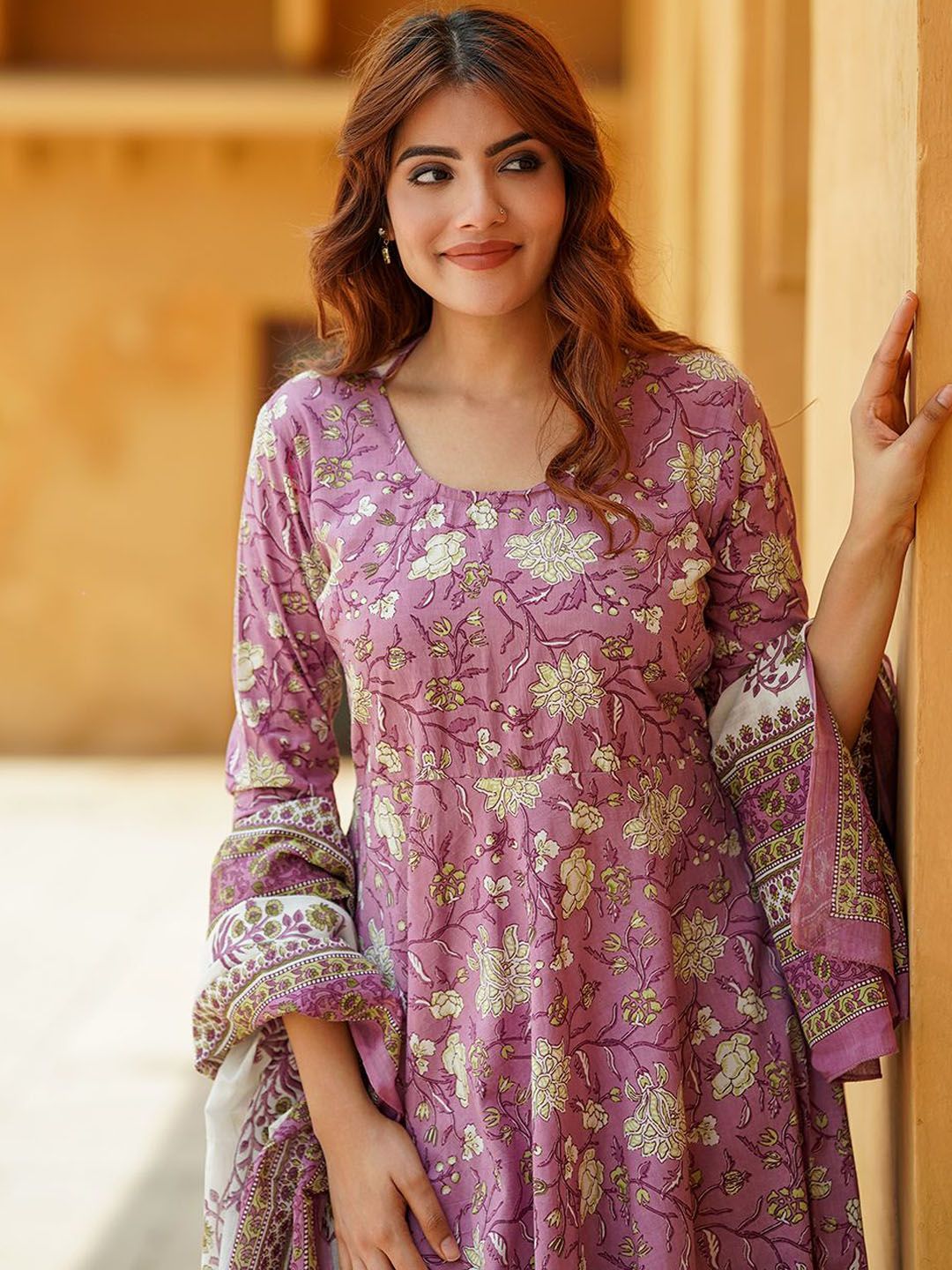 Lavender Pure Soft Reyon Cotton Blend Print Salwar Suit 