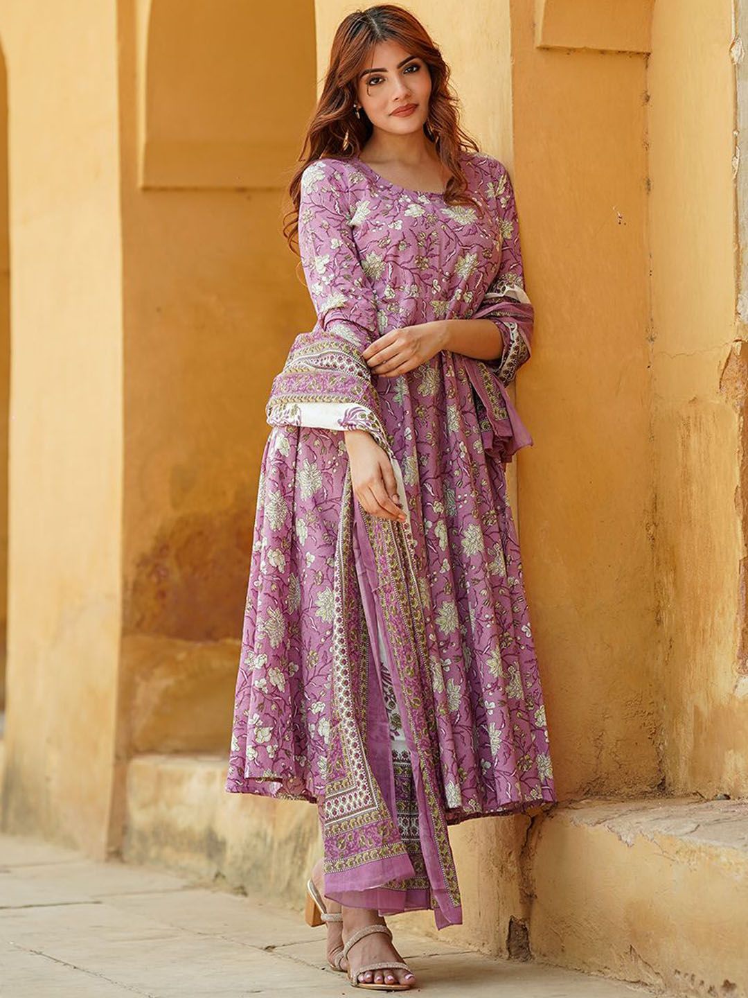 Lavender Pure Soft Reyon Cotton Blend Print Salwar Suit 