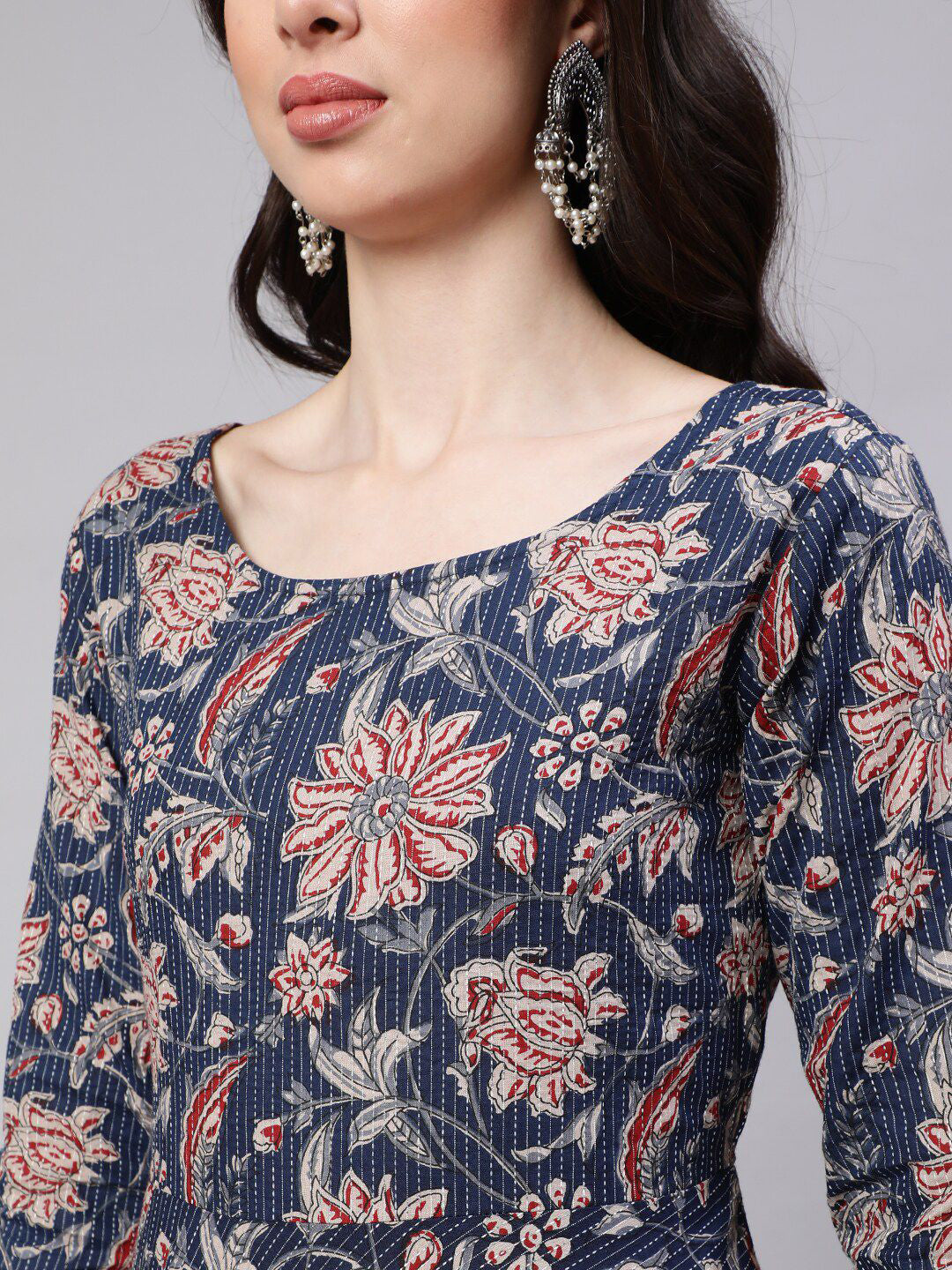 NavyBlue Pure Soft Reyon Cotton Blend Print Salwar Suit ##color## Salwar Suit. with premium fabric and embroidery