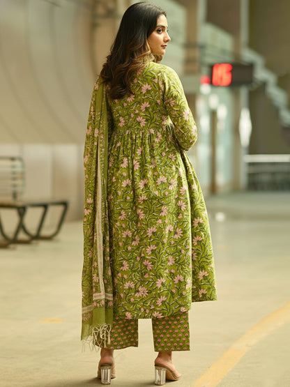 Parrot Pure Soft Reyon Cotton Blend Print Salwar Suit 