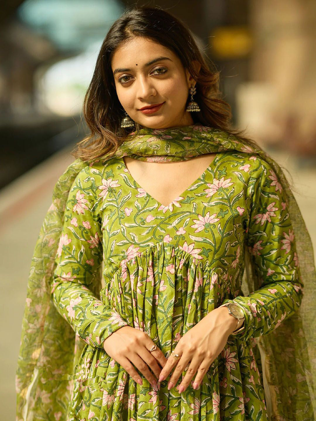 Parrot Pure Soft Reyon Cotton Blend Print Salwar Suit ##color## Salwar Suit. with premium fabric and embroidery