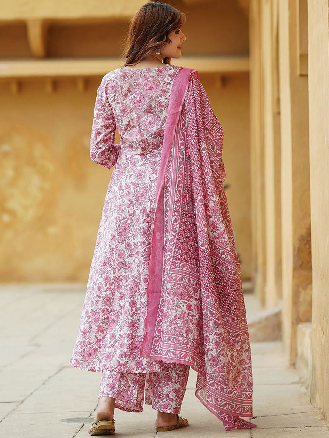 Pink Pure Soft Reyon Cotton Blend Print Salwar Suit 
