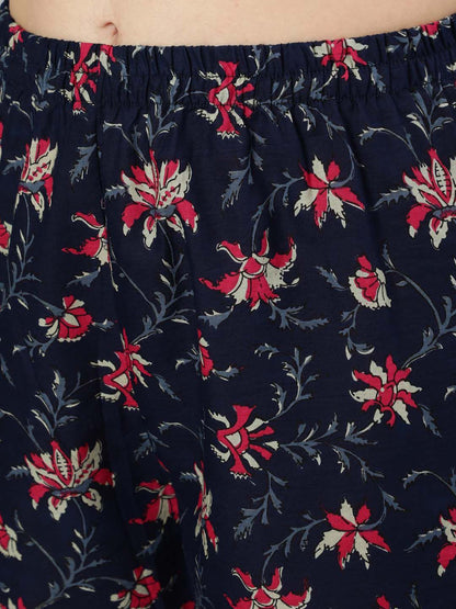 NavyBlue Pure Soft Reyon Cotton Blend Print Salwar Suit 
