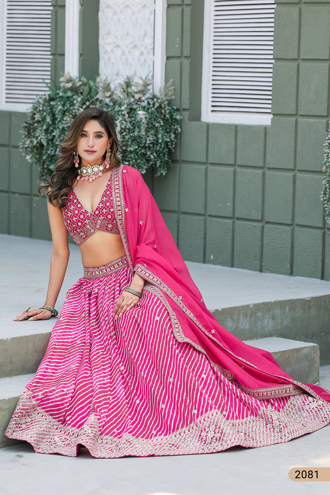 Pink Pure Soft Art Silk Heavy Embroidery Work Bridal Lehenga 
