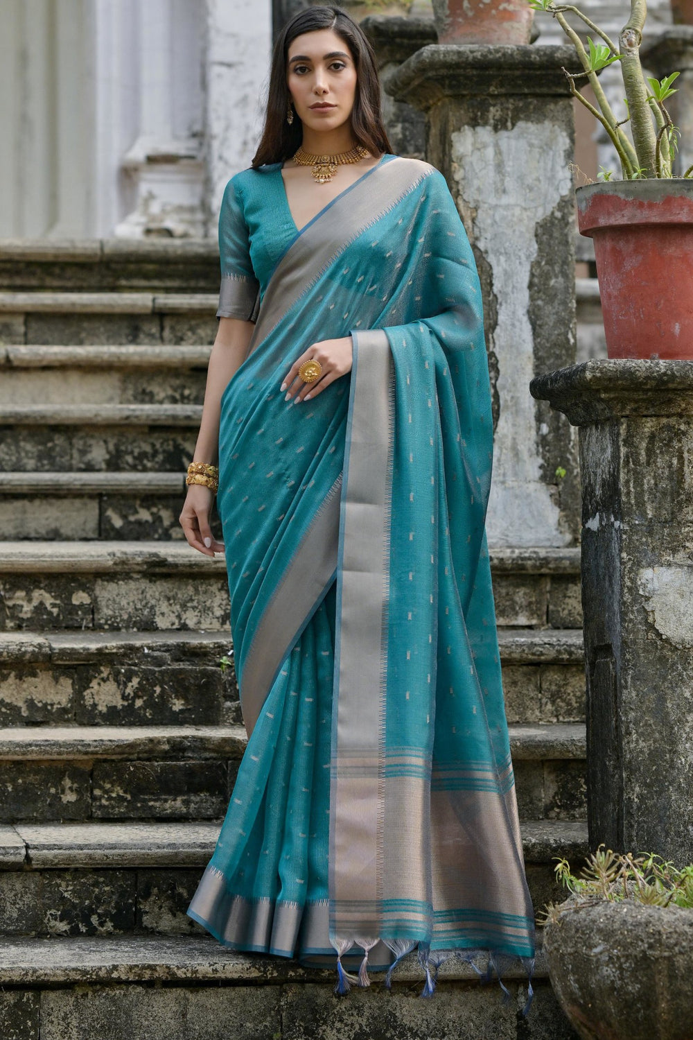 Admiral Blue Pure Soft Kalyani Silk Saree