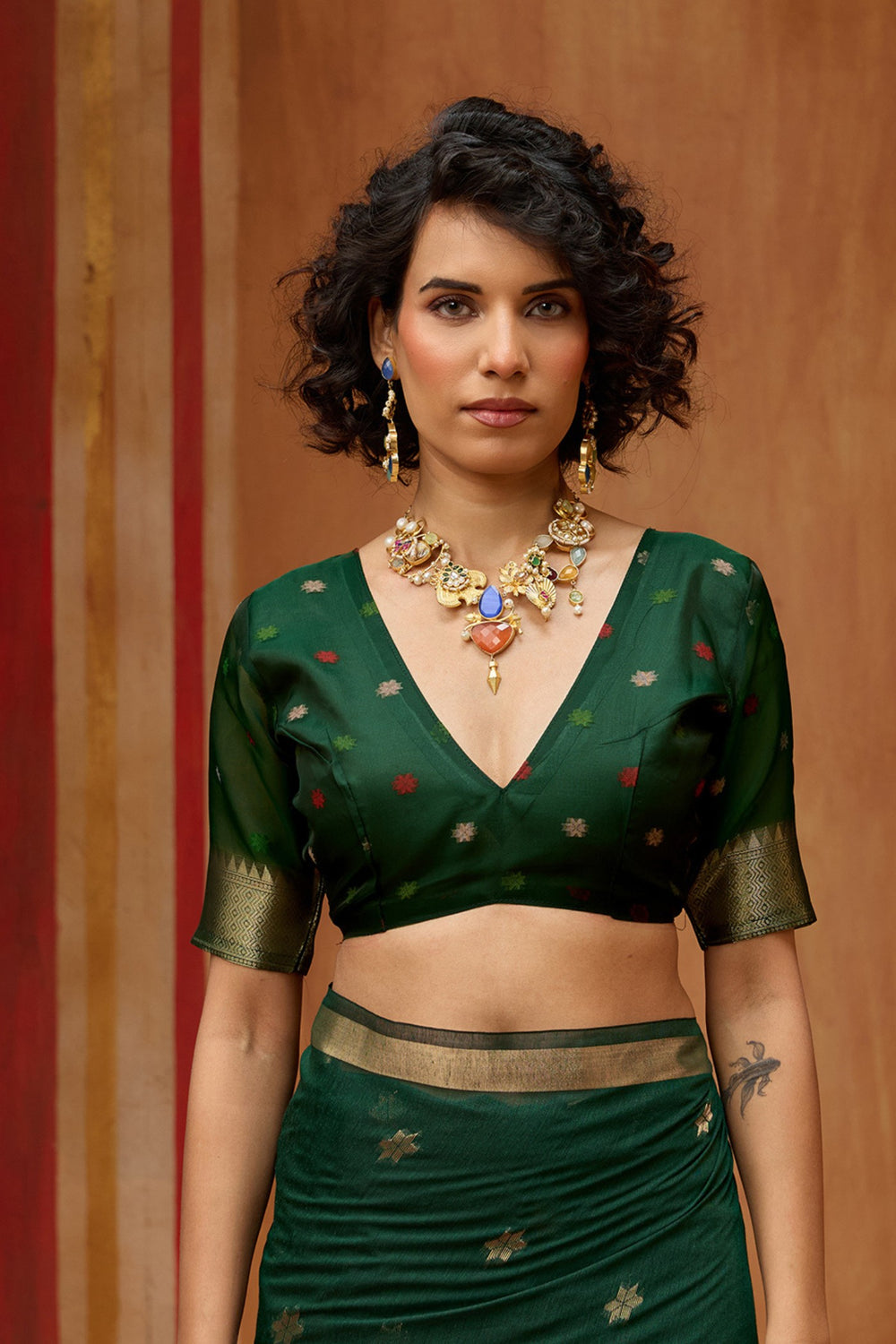Green Pure Soft Moonga Cotton Handloom Saree 