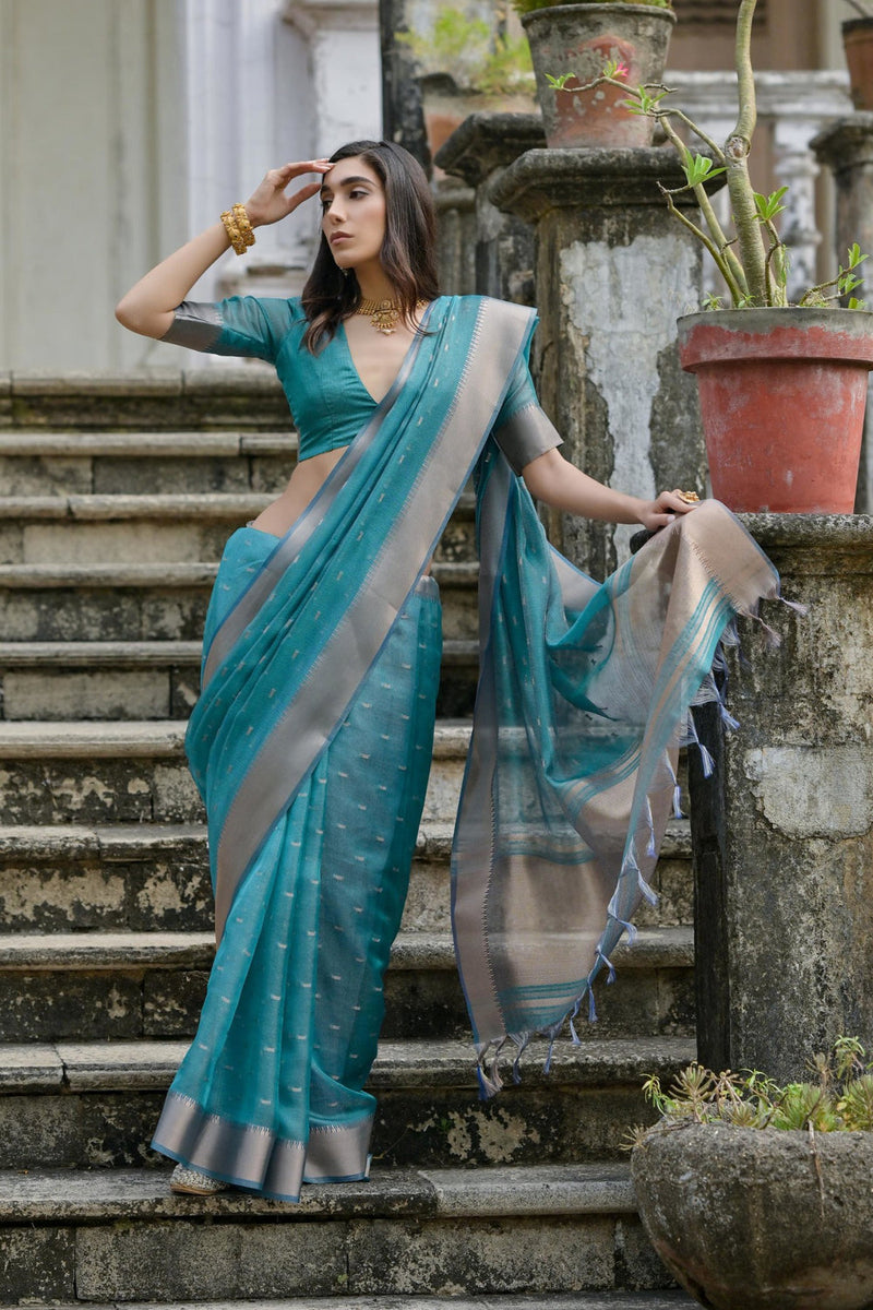 Admiral Blue Pure Soft Kalyani Silk Saree