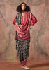 Maroon Raisins Ajrakh Printed Satin Georgette Silk Saree 