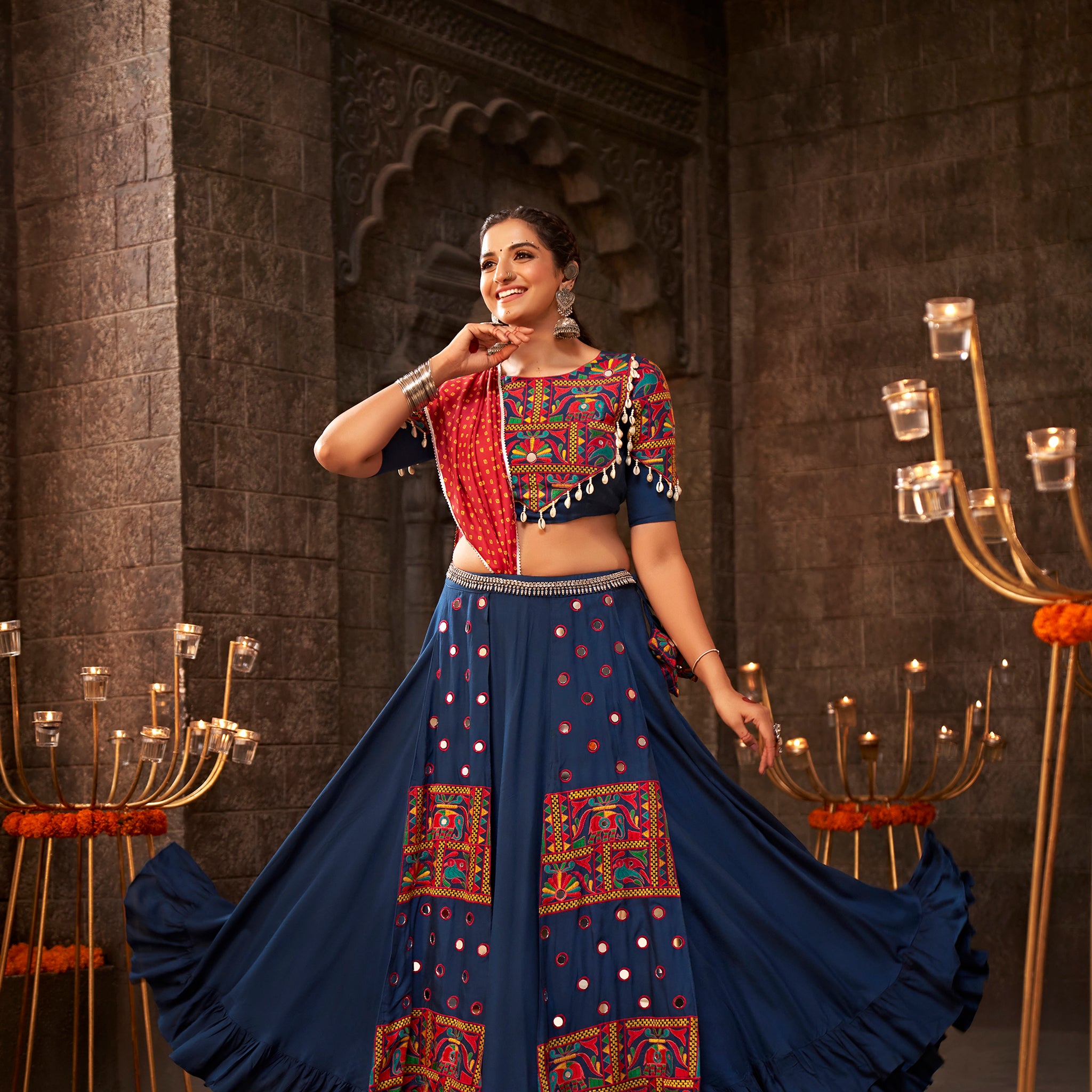 Navy blue chaniya choli for Navratri


