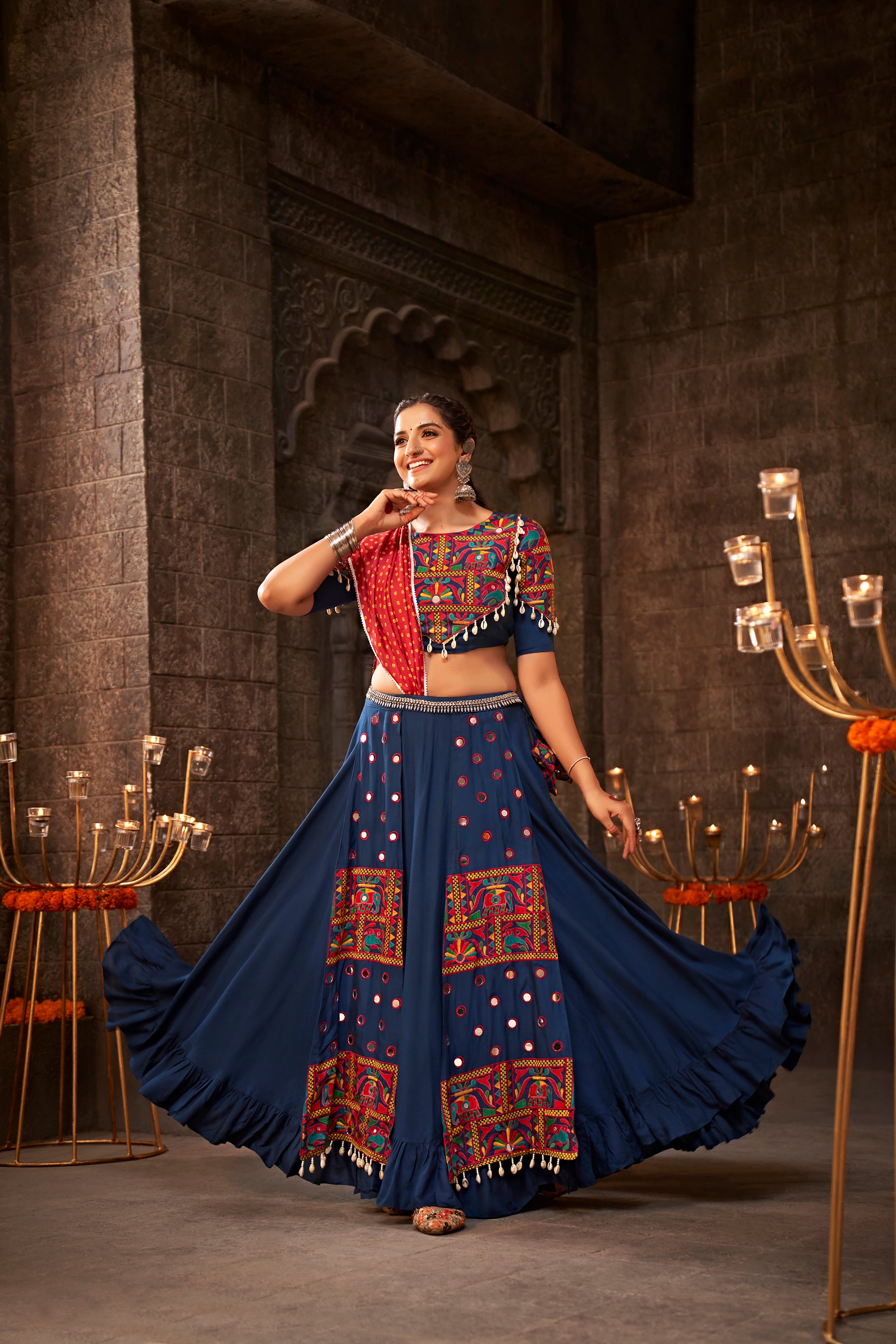Navy blue chaniya choli for Navratri

