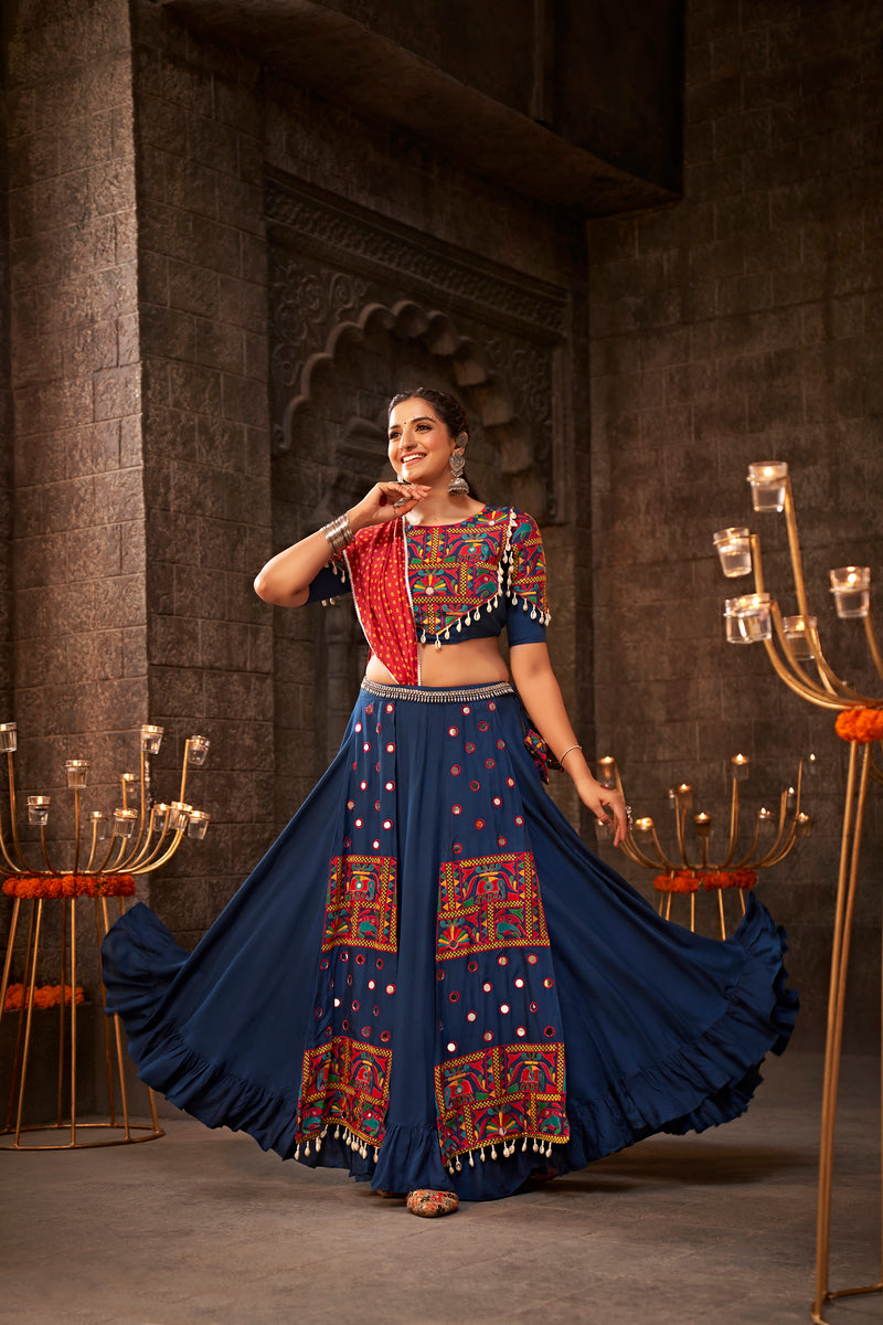 Navy blue chaniya choli for Navratri

