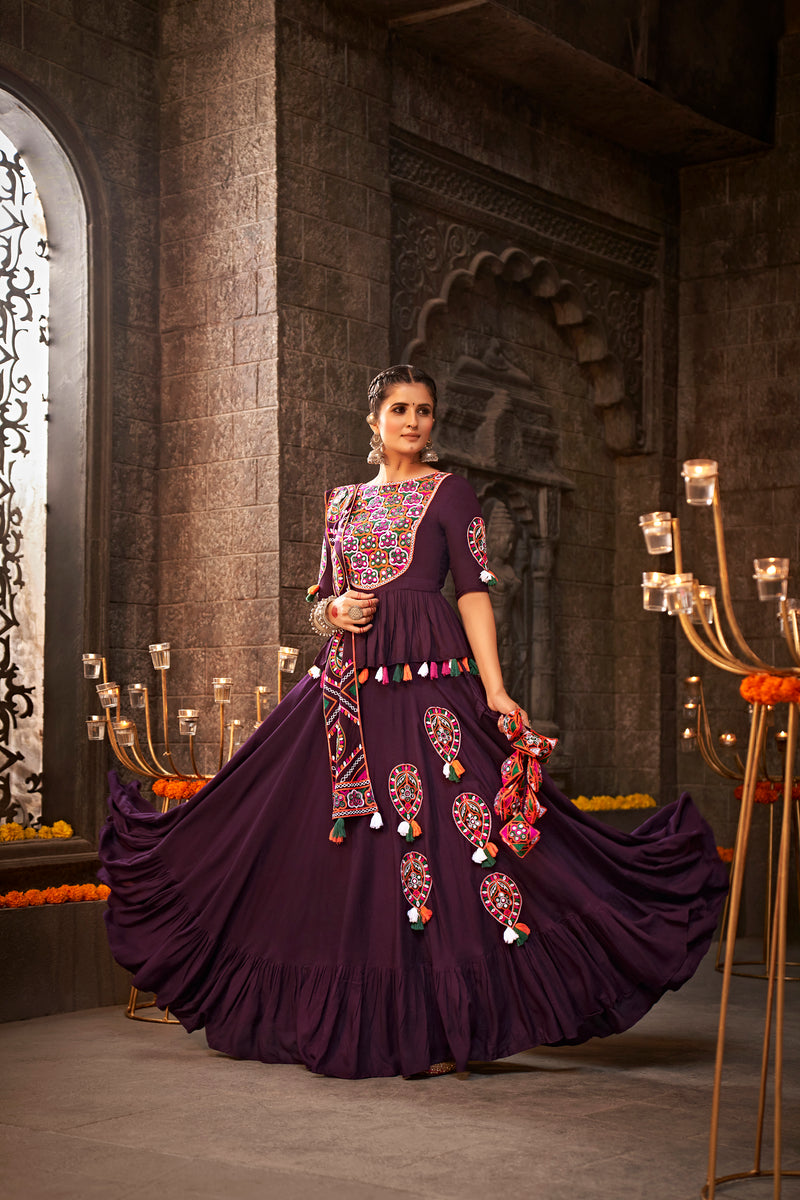 Elegant purple outfit for Garba

