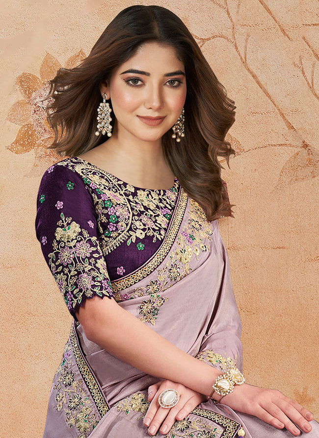 Malai Crepe Satin Silk Saree