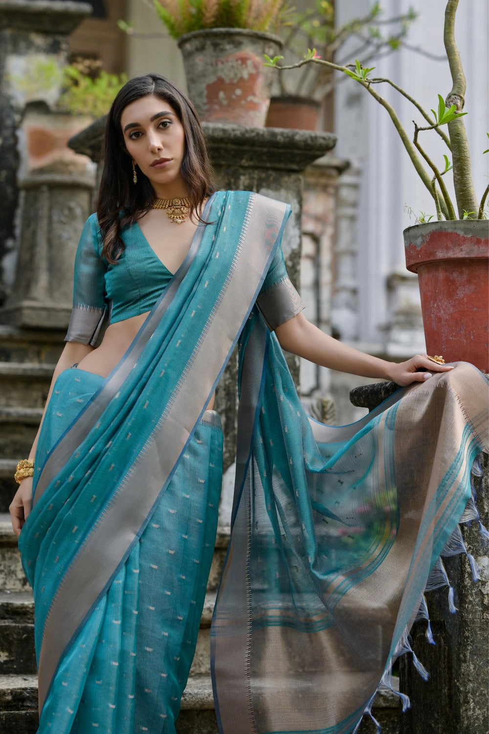 Admiral Blue Pure Soft Kalyani Silk Saree