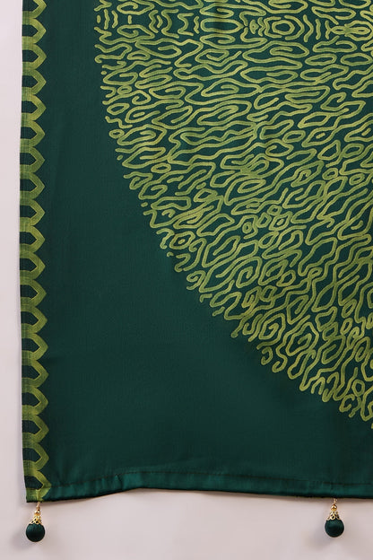 Green Pure Gaji Silk Satin Printed Saree 