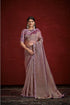 Purple Pure Banarasi Jari Crinkle Stiched Blouse Saree 