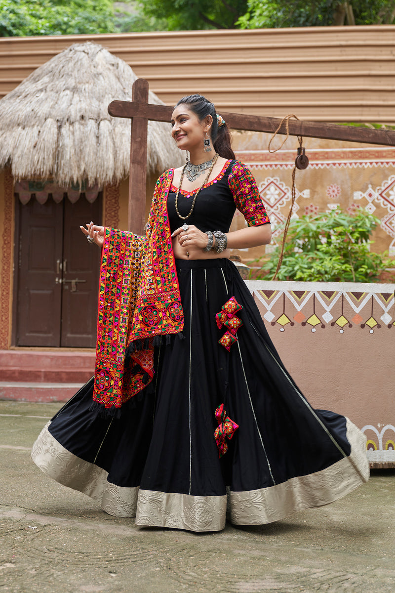 Black chaniya choli with multicolor dupatta
