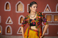 Traditional Dandiya outfit with mustard black layered Chaniya Choli

