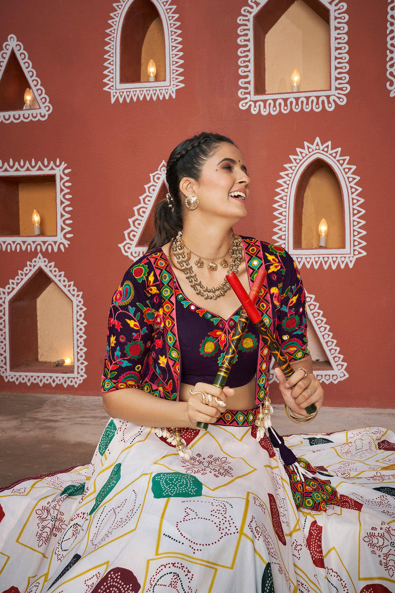 Multicolor jacket Chaniya Choli for Navratri Garba night

