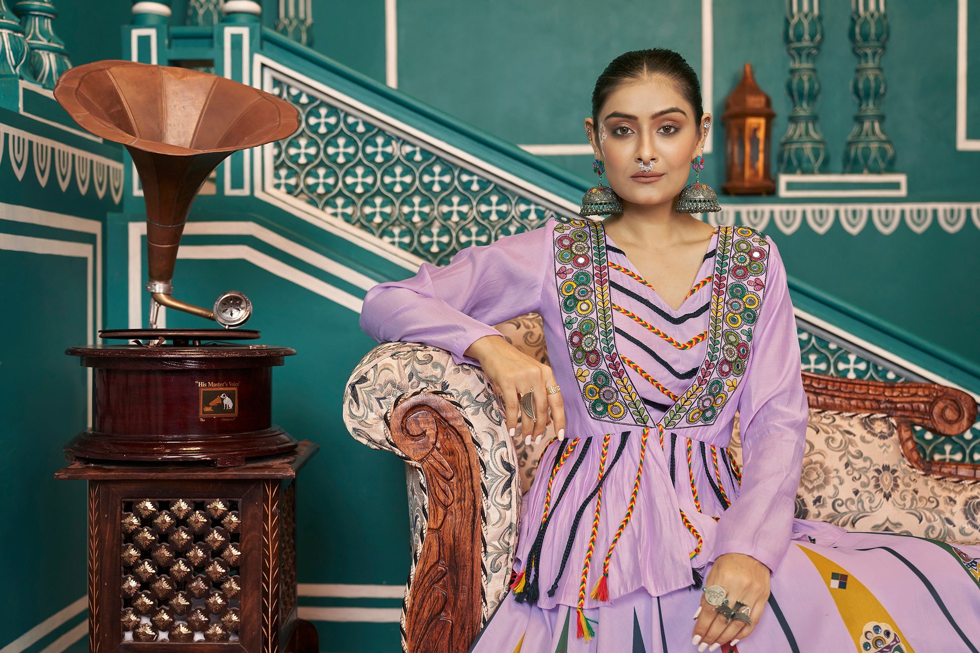 Mauve garba dress for Navratri and Dandiya nights