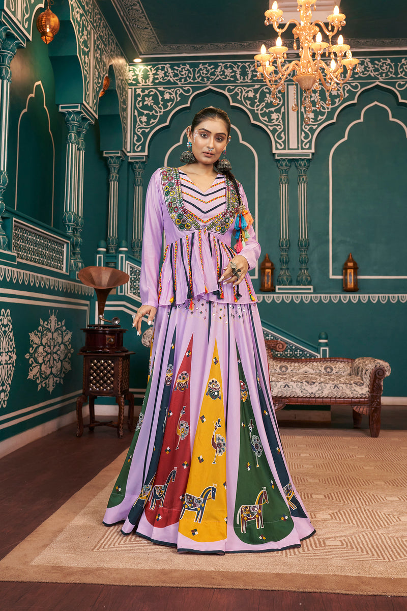 Mauve multicolor chaniya choli for Navratri 2025