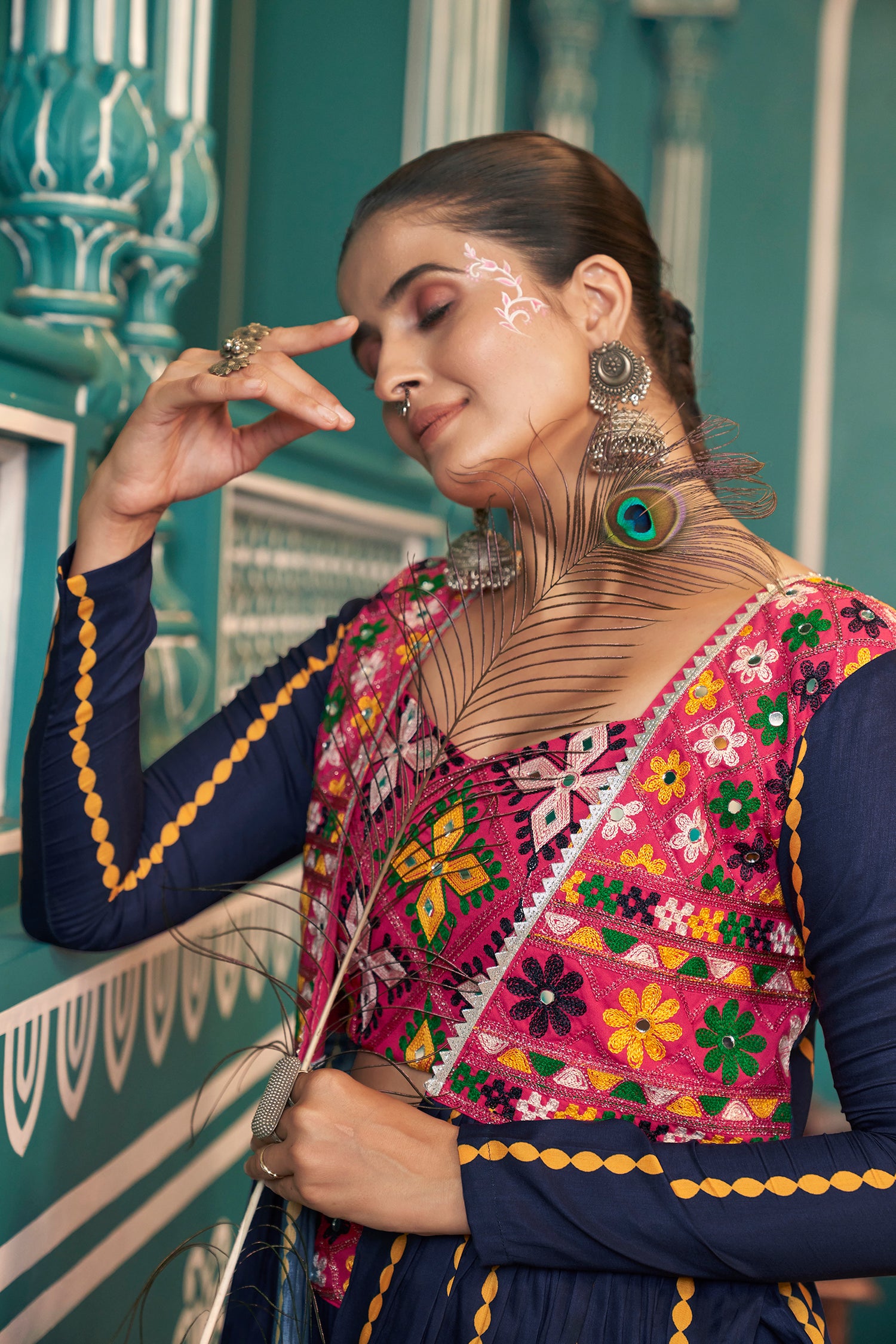 Garba dance dress with 7.3 meter lehenga flair

