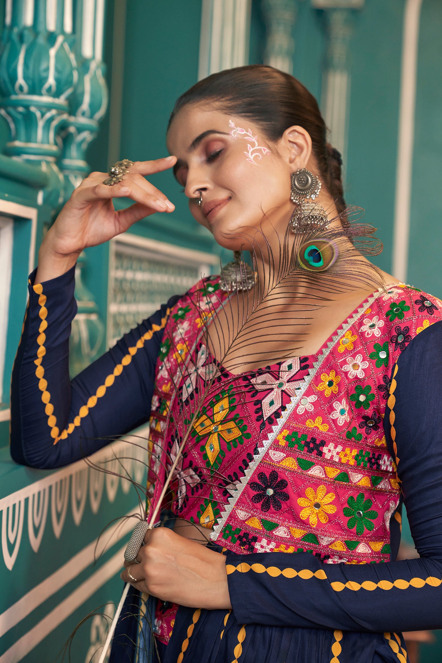 Garba dance dress with 7.3 meter lehenga flair

