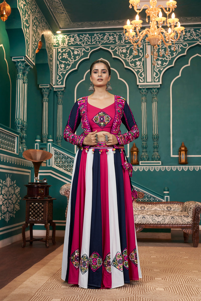 Multi-color chaniya choli for Navratri dance

