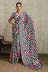 Black Pure Soft Modal Satin Ajrakh Print Satin Saree Japan Satin Saree Anant Tex Exports Pvt.Ltd..