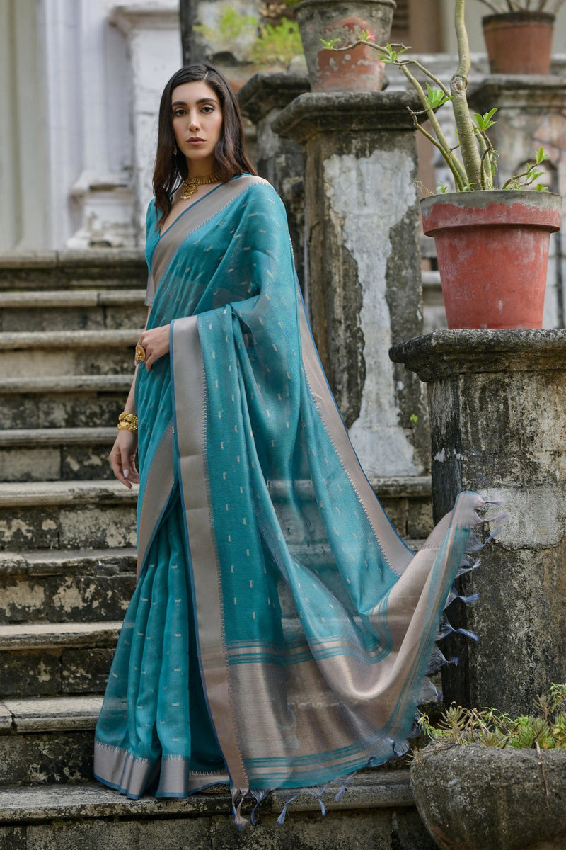 Admiral Blue Pure Soft Kalyani Silk Saree