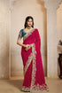 Rani Two Tone Satin Silk Handwork Designer Bridal Saree 