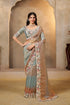 Shaded Grey Organza Satin Handwork Designer Bridal Saree 