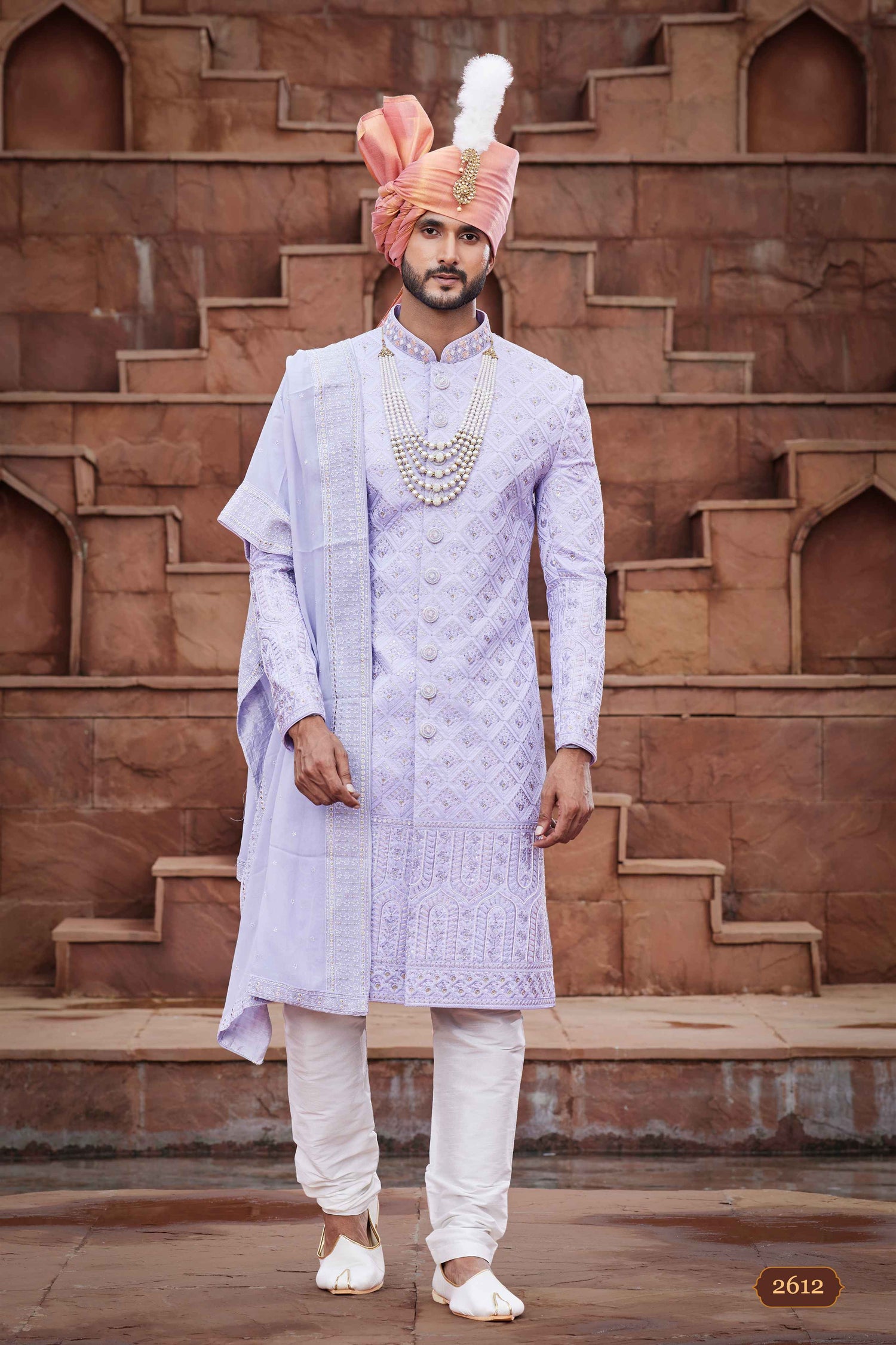 Light Purple Designer Sherwani for Groom with Embroidery