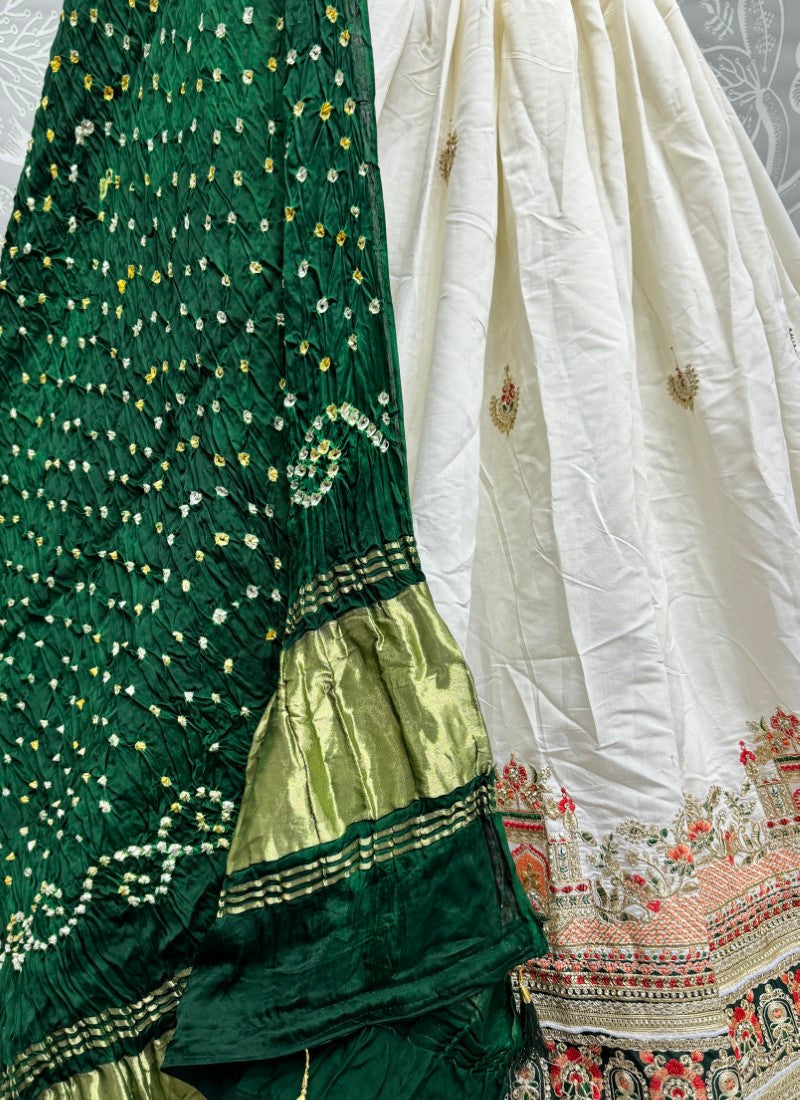 Beautiful Designer Bridal Bandhani Gadhwal Silk Lehenga Choli