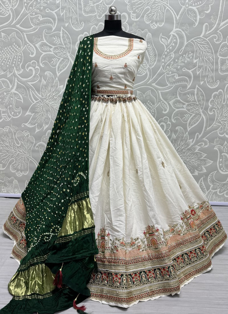Beautiful Designer Bridal Bandhani Gadhwal Silk Lehenga Choli