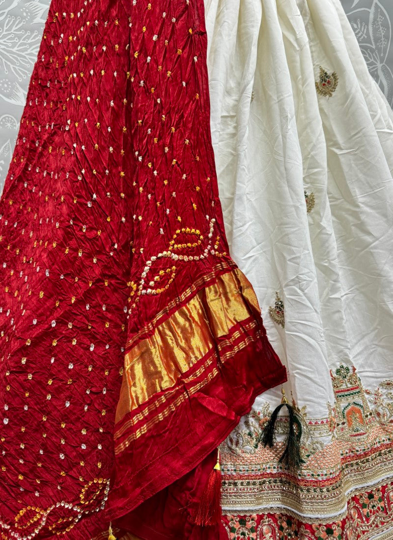 Beautiful Designer Bridal Bandhani Gadhwal Silk Lehenga Choli