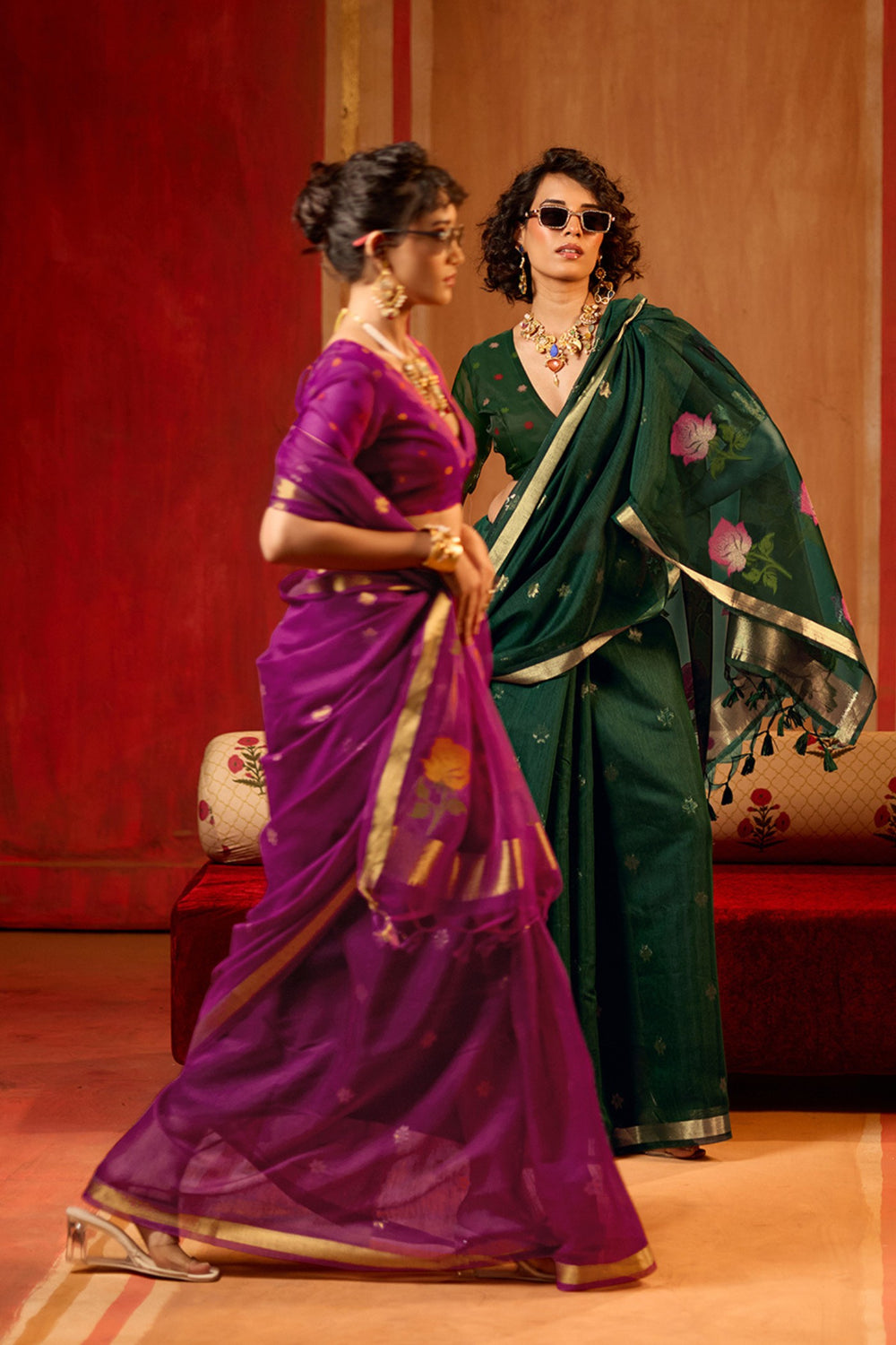 Green Pure Soft Moonga Cotton Handloom Saree 