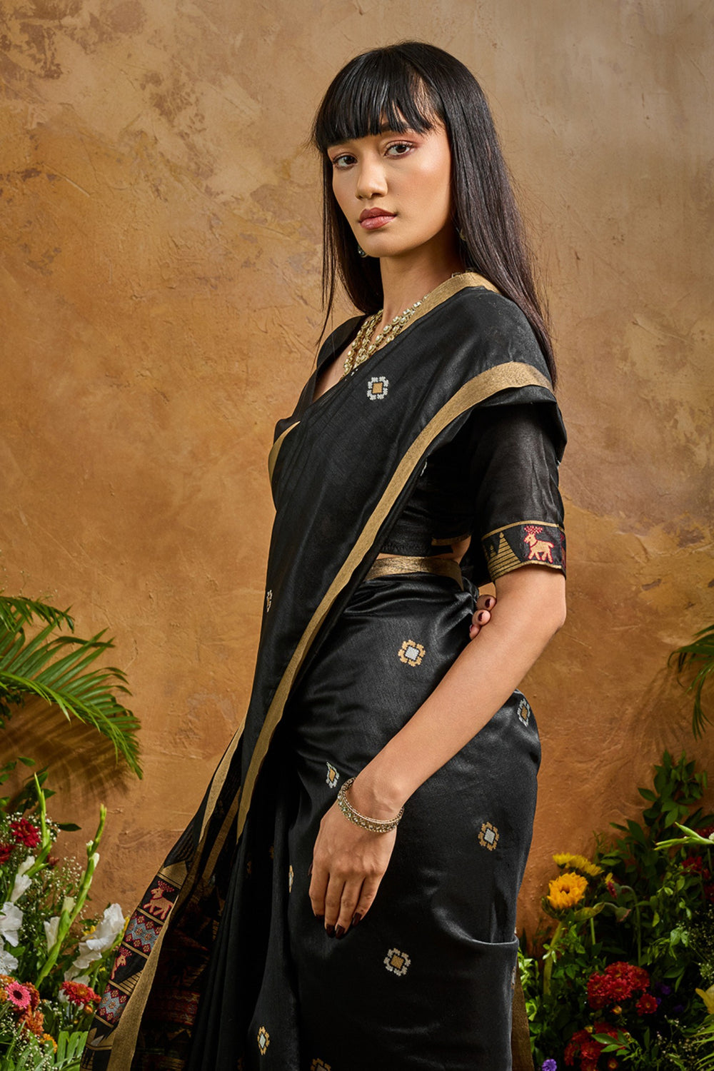 Black Pure Soft Tussar Handloom Silk Saree 