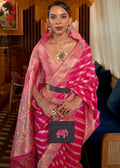 Bright Pink Meenakari Weaving Organza Silk Saree