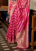 Bright Pink Meenakari Weaving Organza Silk Saree