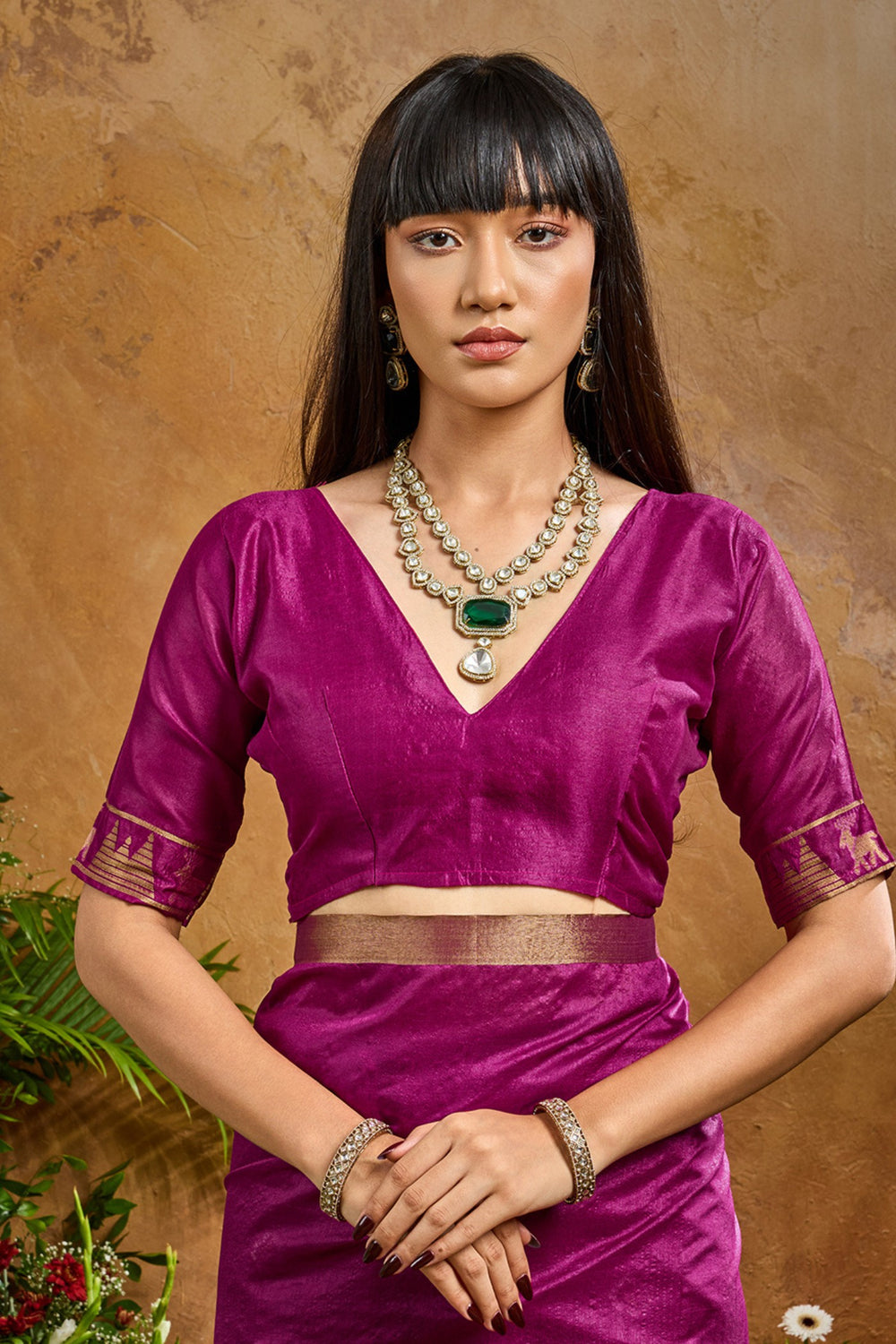 Purple Pure Soft Tussar Handloom Silk Saree 
