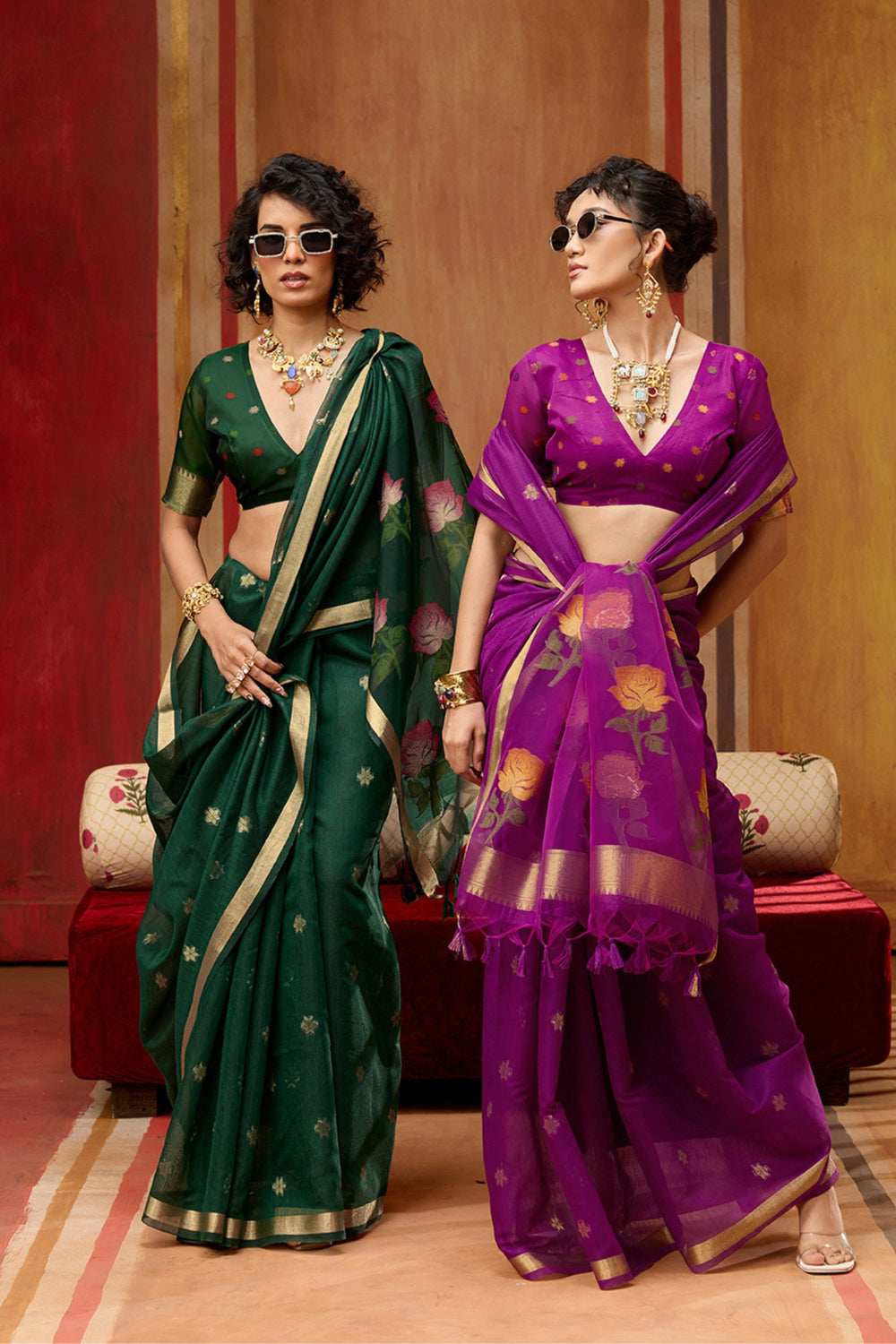 Purple Pure Soft Moonga Cotton Handloom Saree ##color## Cotton Saree with premium fabric and embroidery